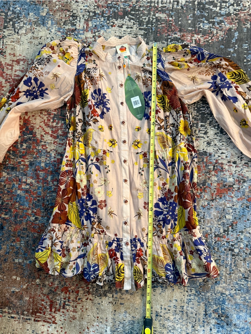 FARM Rio NWT Pink Beauty Bouquet Puff Sleeve Mini Dress - Picture 6 of 7